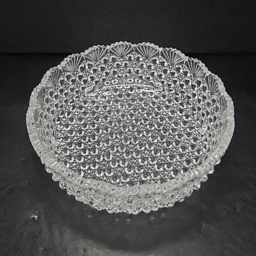 Hoya Japan‎ Crystal Round Serving Bowl, Vintage Dining Glassware, Centerpiece